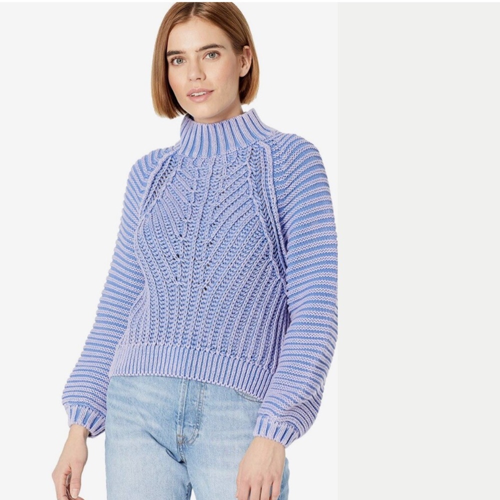 Free People Sweetheart Ribbed Sweater blue egret